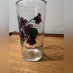 Vintage Brockway Flower Of The Month February Violet Drinking Glass Tumbler